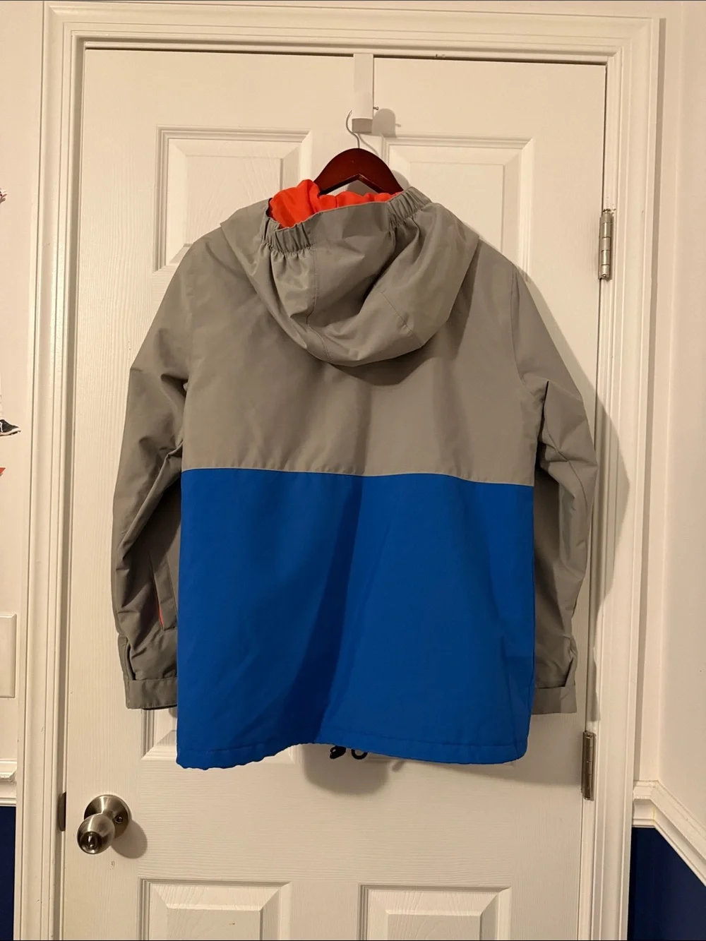 DC Kids Gray and Blue Hooded Rain Jacket